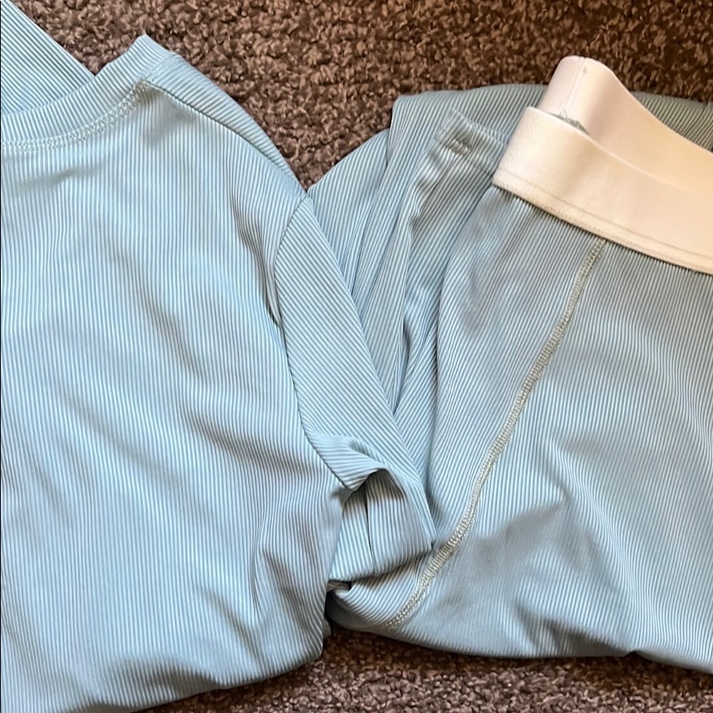 Mint Green Ribbed Pants & Top Set - Picture 5 of 6